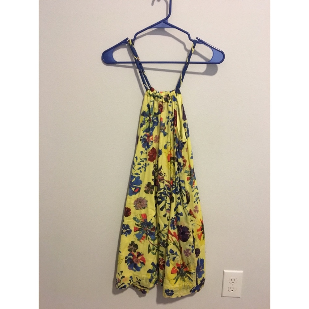 Anthropologie Floral Halter-Tie, Flowy Dress